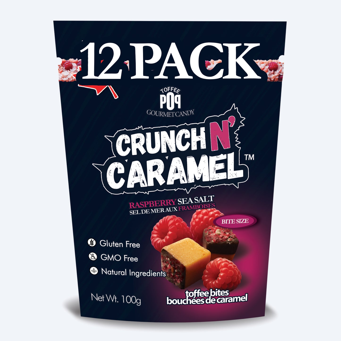 CASE OF 12 - Raspberry Sea Salt Toffee - 80g