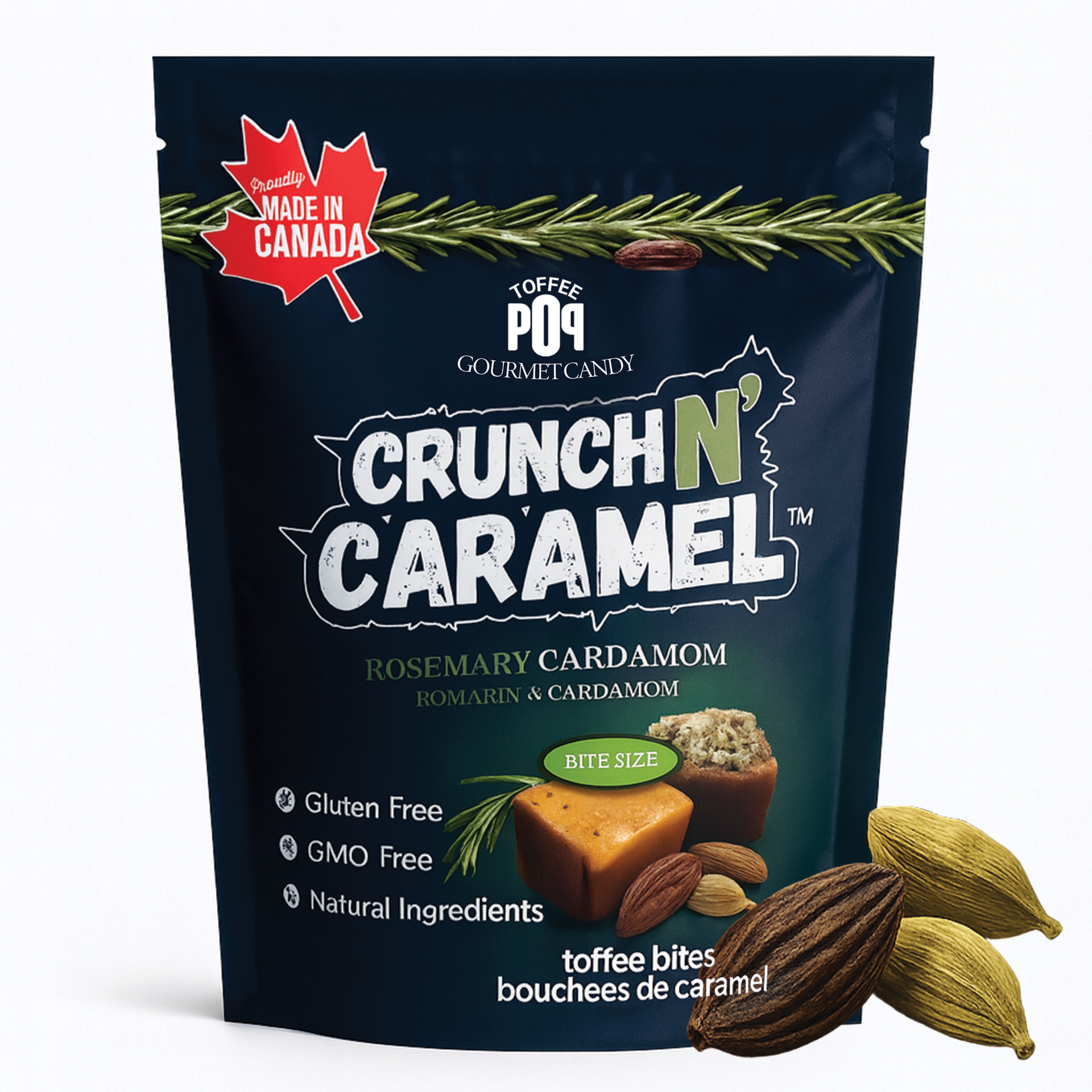 Crunch N' Caramel Rosemary Cardamom Toffee Bites Candy – Toffee POP